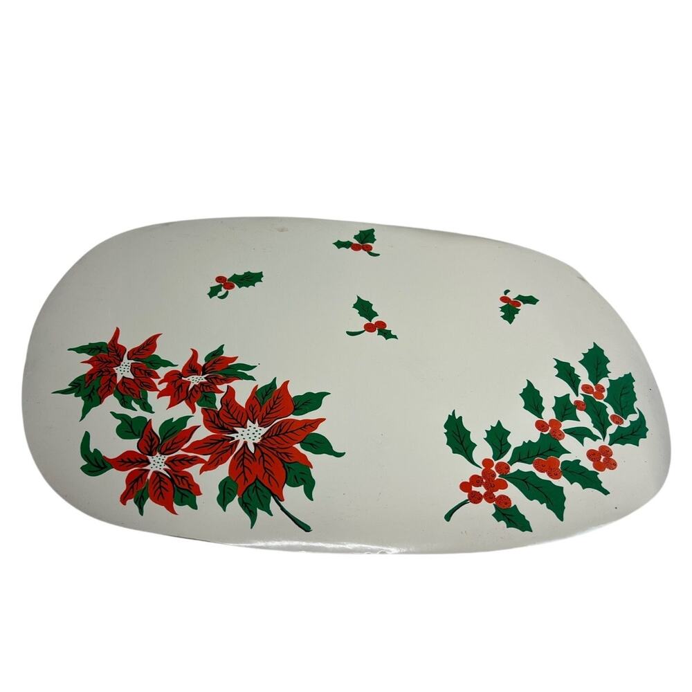 Set of 4 Vintage Vinyl Christmas Placemats Holly Berries & Poinsettias